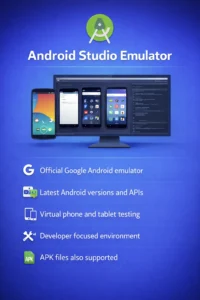 Android Studio Emulator  Features Infographics for Remini app
