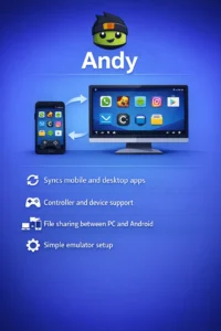 Andy Android emulator for using Remini Pro apk on pc and macOS