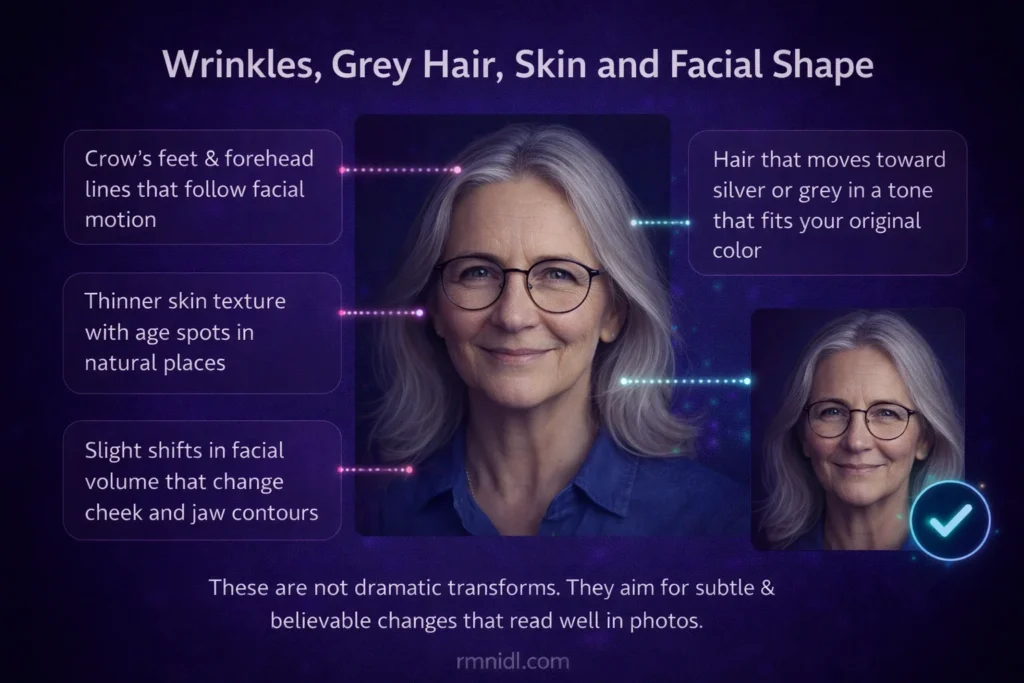 Wrinkles, Grey Hair, Skin and Facial Shape