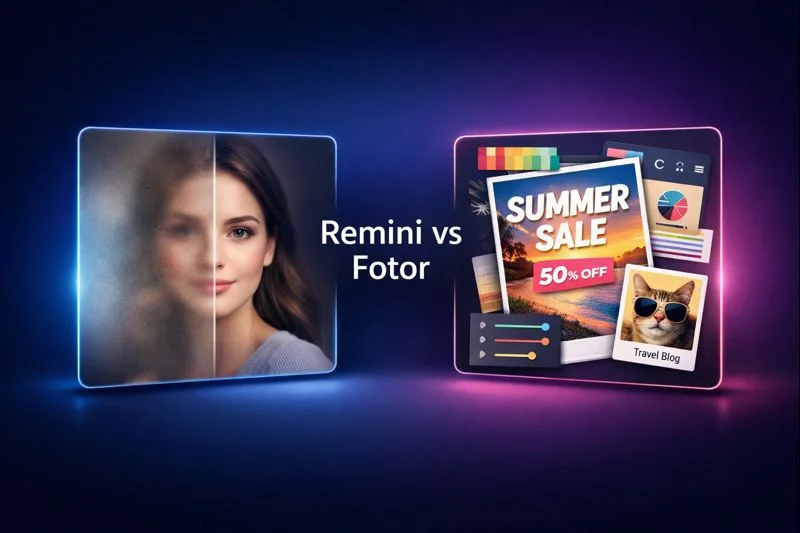 Remini Ai vs Fotor App Comparison for Photo and Video Editing